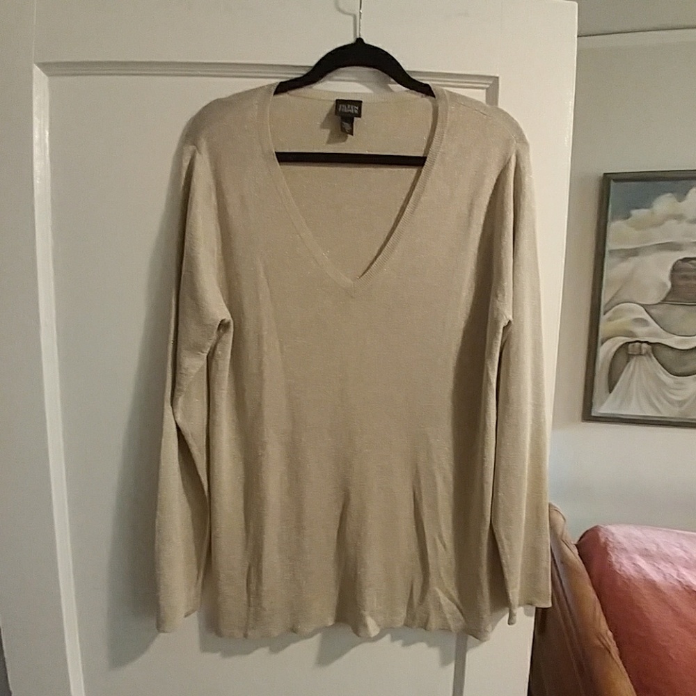 Eileen Fisher gold shimmer sweater